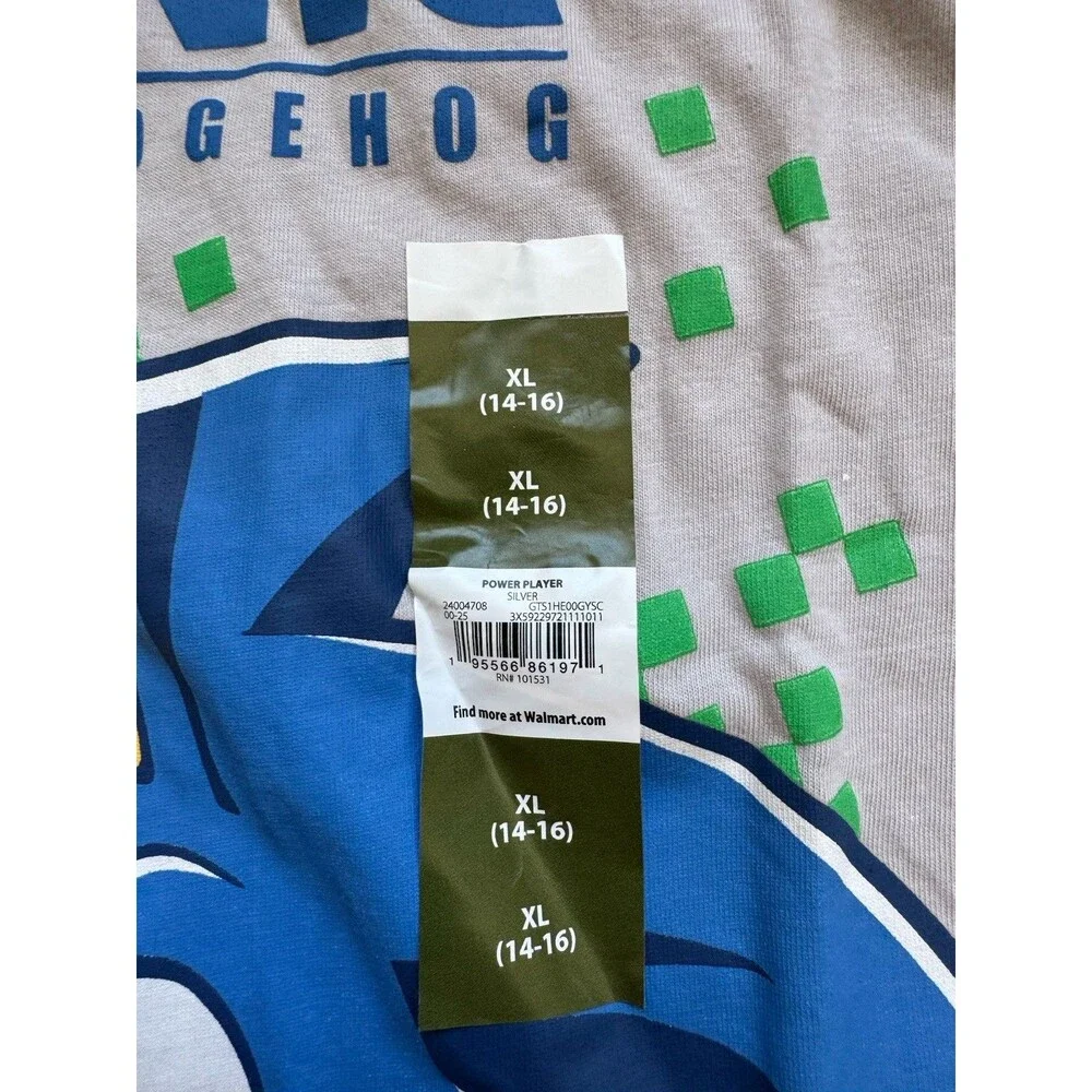 Sonic The Hedgehog Kids XL 14-16 Gray Graphic T Shirt Short Sleeve NWT